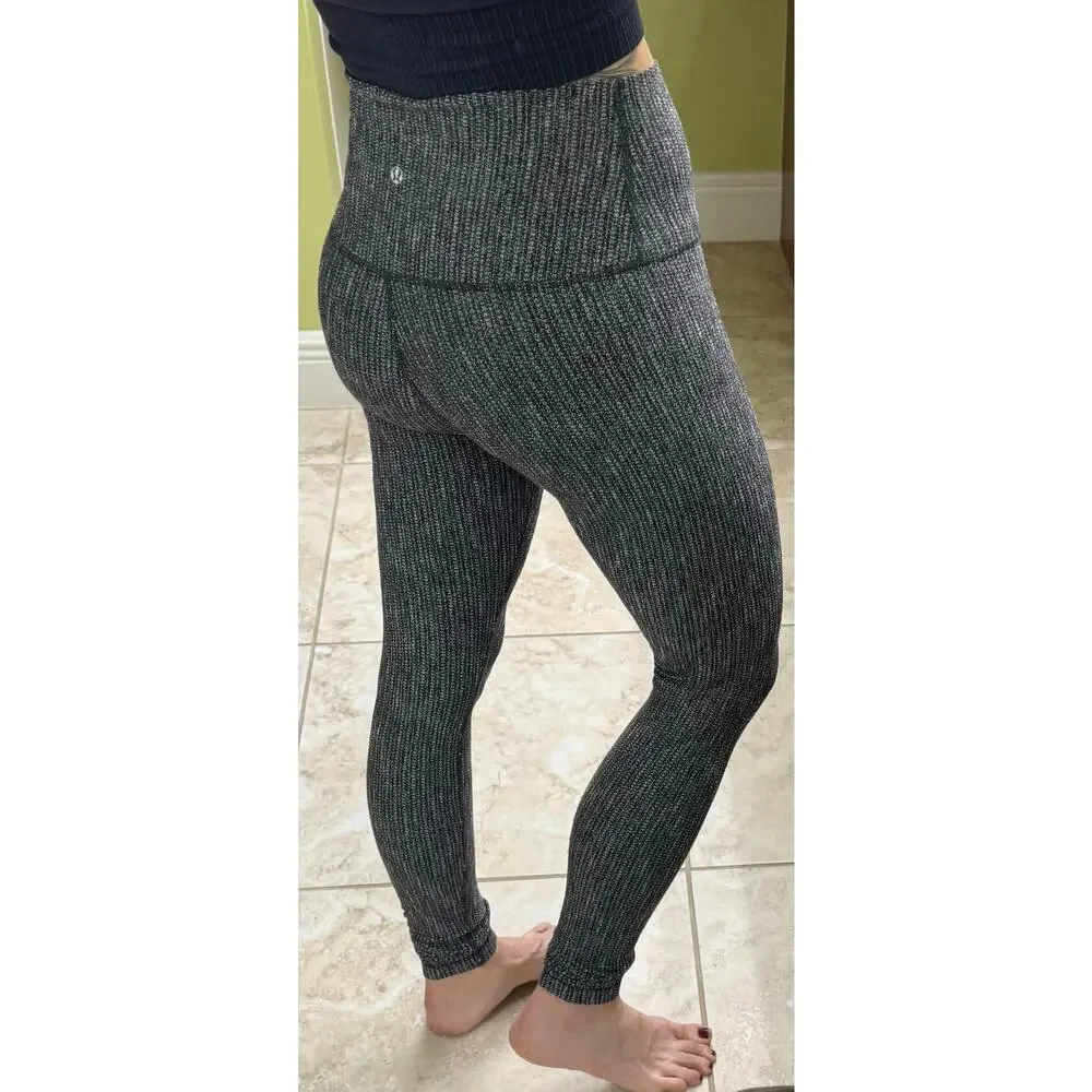 Lululemon grey full length fold down waist no size tag waist is 13 flat lay
